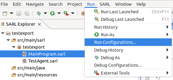 Open run configurations